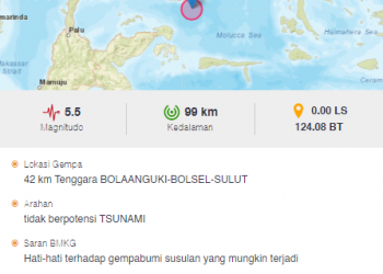 Gempa M 5.5 Sulut