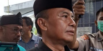 Pj Bupati Sumedang Herman Suryatman menyampaikan duka atas korban meninggal di bendung CIhamerang