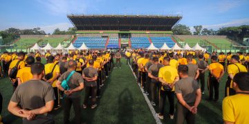 Jelang nyoblos, jajaran Forkopimda Kota Bandung olahraga bareng di Stadion Siliwangi, Jum’at (2/2/2024).