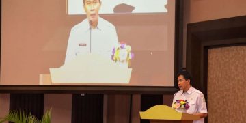 Penjabat Sekda Provinsi Jawa Barat Taufiq Budi Santoso membuka Forum Perangkat Daerah Badan Penanggulangan Bencana Daerah Jabar di Hotel Grand Sunshine, Kabupaten Bandung, Selasa (20/2/2024).