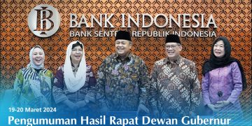 Rapat Dewan Gubernur (RDG) Bank Indonesia pada 19-20 Maret 2024 memutuskan untuk mempertahankan BI-Rate sebesar 6,00%, suku bunga Deposit Facility sebesar 5,25%, dan suku bunga Lending Facility sebesar 6,75%.