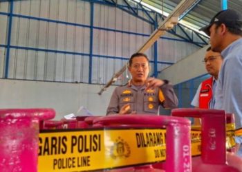 Gudang yang menjalankan praktik pengoplosan LPG ilegal di Desa Malakasari, Kecamatan Baleendah, Kabupaten Bandung, yang dibongkar Satreskrim Polresta Bandung. Empat orang diamankan dan ditetapkan tersangka.(Foto: Istimewa)