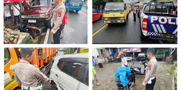 Tabrakan di Jalan Raya Leuwiliang Bogor melibatkan empat kendaraan Kamis (14/3/2024).
