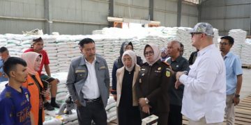 Penjabat (Pj) Bupati Garut, Barnas Adjidin, secara langsung memeriksa ketersediaan beras di Gudang Bulog, Jalan Cimanuk, Kecamatan Tarogong Kidul, Kabupaten Garut, pada Selasa (5/3/2024).