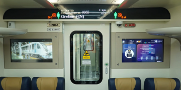 Salah satu sudut kabin gerbong kareta api buatan PT INKA,kereta bias