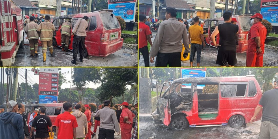 Angkot terbakar dekat SPBU Citamiang Kota Sukabumi berhasil dipadamkan Rabu (24/4/2024).