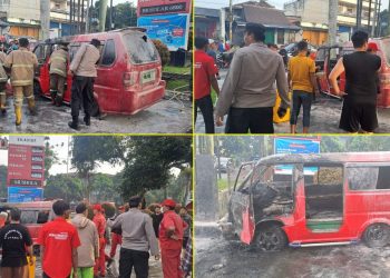 Angkot terbakar dekat SPBU Citamiang Kota Sukabumi berhasil dipadamkan Rabu (24/4/2024).