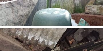 Gempa Garut rusak rumah warga di Kampung Ciboga Desa Nangkakoneng Kecamatan Cikidang Kabupaten Sukabumi Provinsi Jawa Barat.