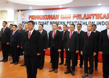 Pengukuhan dan pelantikan Purwoko Aji Prabowo, sebagai Ketum Pengurus Pusat Modern Pentathlon Indonesia (PP MPI) masa bakti 2024-2028 dan jajarannya pada Rabu 3 April 2024, di Lounge Lantai 12 Kantor KONI Pusat, Jakarta.