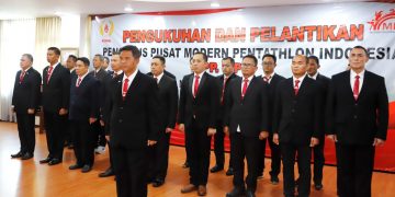 Pengukuhan dan pelantikan Purwoko Aji Prabowo, sebagai Ketum Pengurus Pusat Modern Pentathlon Indonesia (PP MPI) masa bakti 2024-2028 dan jajarannya pada Rabu 3 April 2024, di Lounge Lantai 12 Kantor KONI Pusat, Jakarta.