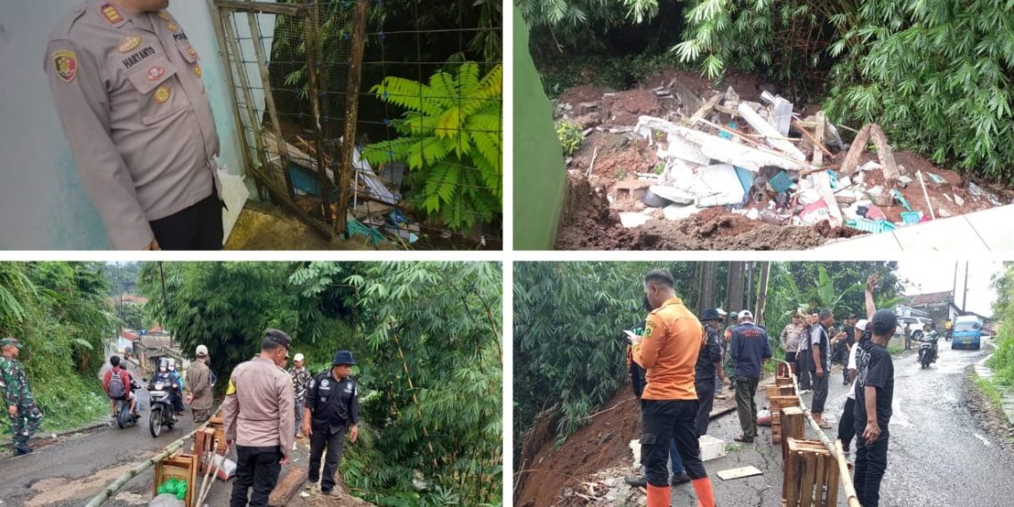 Polisi Bogor cek lokasi bencana di dua daerah di Desa Petir Kec. Dramaga Kabupaten Bogor Kamis (25/4/2024).