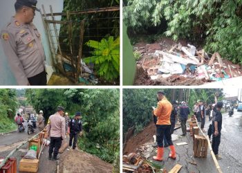 Polisi Bogor cek lokasi bencana di dua daerah di Desa Petir Kec. Dramaga Kabupaten Bogor Kamis (25/4/2024).