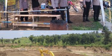 Kapolres Sumedang kunjungi proyek peningkatan irigasi di Bendung Cariang di Dusun Ujungjaya Desa/Kecamatan Ujungjaya Kabupaten Sumedang.