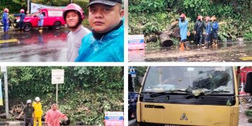Kapolsek Ciawi Bogor beserta jajaran turun langsung menangani bencana pohon tumbang Sabtu (4/5/2024).