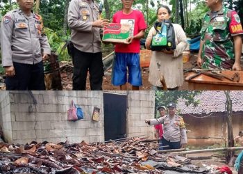 Kapolsek Cikidang santuni korban dapur ambruk di Sukabumi, tepatnya di Kampung Salagedang RT 01/02 Desa Pangkalan Kec. Cikidang Kab. Sukabumi.