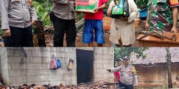 Kapolsek Cikidang santuni korban dapur ambruk di Sukabumi, tepatnya di Kampung Salagedang RT 01/02 Desa Pangkalan Kec. Cikidang Kab. Sukabumi.