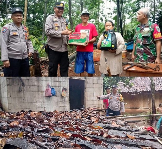 Kapolsek Cikidang santuni korban dapur ambruk di Sukabumi, tepatnya di Kampung Salagedang RT 01/02 Desa Pangkalan Kec. Cikidang Kab. Sukabumi.