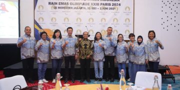 Mewakili Menpora Dito Ariotedjo, Staf Ahli Bidang Hukum Olahraga Samsudin membuka Rapat Koordinasi Teknis (Rakornis) Indonesia Olympian Association (IOA) 2024 di Le Meredien Hotel Jakarta, Jumat (31/5).(foto:herry/kemenpora.go.id)