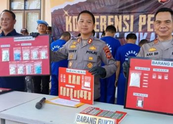 Pengungkapan kasus penyalahgunaan narkotika dan obat keras terbatas oleh Satresnarkoba Polres Sukabumi (Foto:Istimewa).