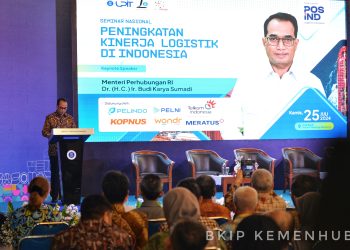 Pemerintah Indonesia targetkan penurunan biaya logistik dari 14,29% menjadi 8% dari Produk Domestik Bruto (PDB) sebagai langkah untuk mendorong pertumbuhan ekonomi yang lebih efisien dan kompetitif. (FOTO: Humas Kemenhub)