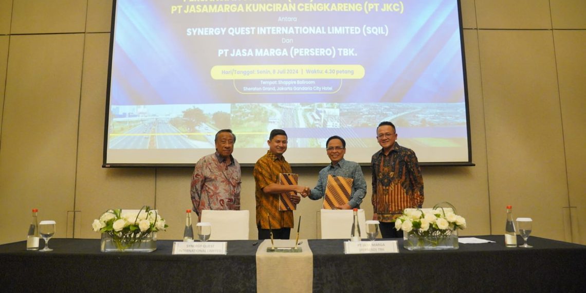 PT Jasa Marga (Persero) Tbk (Jasa Marga) dan Synergy Quest International Limited (SQIL) secara resmi menandatangani Akta Jual Beli Saham atau Sales Purchase Agreement (SPA) untuk PT Jasamarga Kunciran Cengkareng (PT JKC).