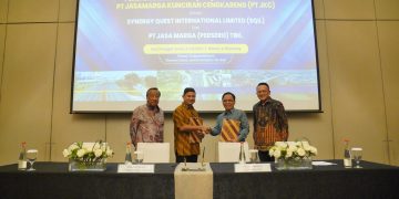 PT Jasa Marga (Persero) Tbk (Jasa Marga) dan Synergy Quest International Limited (SQIL) secara resmi menandatangani Akta Jual Beli Saham atau Sales Purchase Agreement (SPA) untuk PT Jasamarga Kunciran Cengkareng (PT JKC).