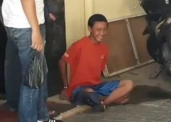 Erus, tersangka pelaku pembunuhan disertai mutilasi terhadap pria berkumis yang belum diketahui identitasnya di Garut, Jawa Barat.(Foto:Istimewa).