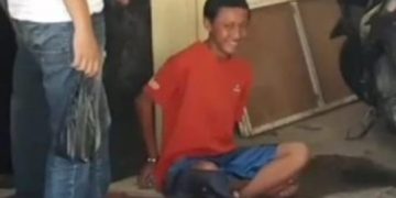 Erus, tersangka pelaku pembunuhan disertai mutilasi terhadap pria berkumis yang belum diketahui identitasnya di Garut, Jawa Barat.(Foto:Istimewa).