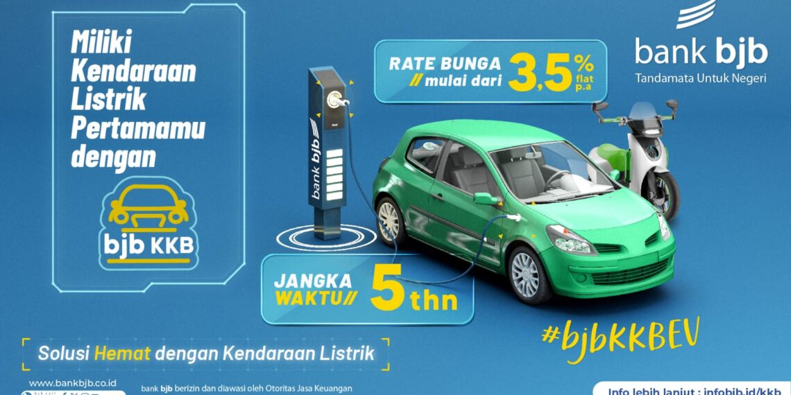 bank bjb menawarkan Produk bjb Kredit Kendaraan Bermotor (KKB) Kendaraan Listrik. Program ini memberikan fasilitas kredit bagi calon debitur yang ingin membeli mobil atau sepeda motor listrik baru dengan suku bunga kompetitif.
