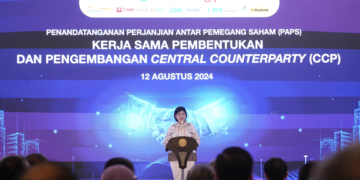 Central Counterparty di Pasar Uang dan Pasar Valuta Asing dikembangkan melalui kerja sama sejumlah pihak oleh Bank Indonesia (BI) bersama PT Bursa Efek Indonesia (BEI), PT Kliring Penjaminan Efek Indonesia (KPEI), dan delapan bank besar di Indonesia, yakni Mandiri, BRI, BNI, BCA, CIMB Niaga, Danamon, Maybank, dan Permata.(FOTO: Humas Bank Indonesia)