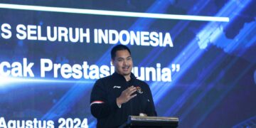 Dito Ariotedjo memberi apresiasi kepada Pengurus Pusat Persatuan Bulu Tangkis Seluruh Indonesia (PP PBSI) yang mengambil langkah cepat untuk melakukan transformasi dan evaluasi dengan melakukan Musyawarah Nasional (Munas) dan terpilihnya Fadil Imran sebagai Ketum PBSI Periode 2024-2028.(foto:istimewa)
