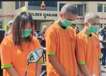 Tiga pelaku komplotan begal berkedok prostitusi diringkus Satreskrim Polres Cianjur.(Foto:Istimewa).