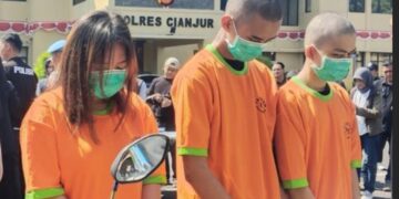 Tiga pelaku komplotan begal berkedok prostitusi diringkus Satreskrim Polres Cianjur.(Foto:Istimewa).