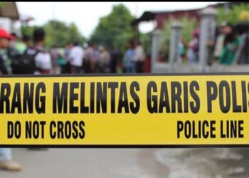 Ilustrasi tempat kejadian perkara (TKP) dipasang garis polisi.(Foto:Istimewa).