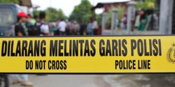 Ilustrasi tempat kejadian perkara (TKP) dipasang garis polisi.(Foto:Istimewa).
