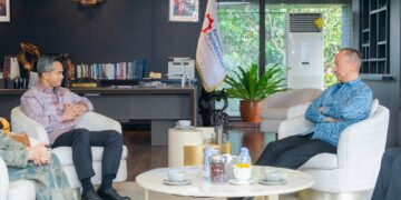 Menteri Perindustrian Agus Gumiwang Kartasasmita menerima Ketua Umum Kamar Dagang dan Industri (Kadin) Indonesia yang baru, Anindya Bakrie.(FOTO: Humas Kemenperin)