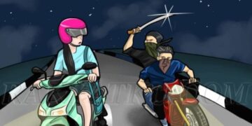 Ilustrasi aksi begal sepeda motor.(Foto:Istimewa).