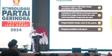 Cagub Jabar Dedi Mulyadi memberikan arahan pada acara konsolidasi Partai Gerindra Provinsi Jawa Barat. (Dok. Istimewa)