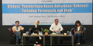 Diskusi ‘Pemberitaan Kasus Kekerasan Seksual terhadap Perempuan dan Anak’ di Hall Dewan Pers, Jakarta, Selasa (29/10)