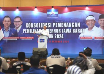 Rapat konsolidasi Partai Demokrat Jabar untuk memenangkan paslon Dedi-Erwan dalam Pilgub 2024. (Doto: Istimewa)