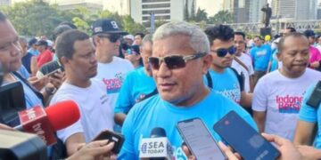 Kelala BNN, Marthinus Hukom, di di acara 'Indonesia Bersih dari Narkoba' di car free day (CFD) Jalan Sudirman, Jakarta Pusat.(Foto:Istimewa).