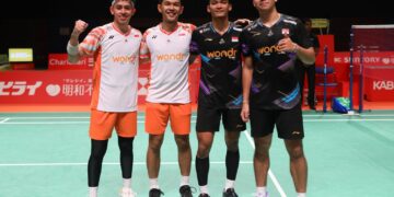 Ganda Putra Indonesia di Kumamoto Masters 2024.(FOTO: Humas PBSI)