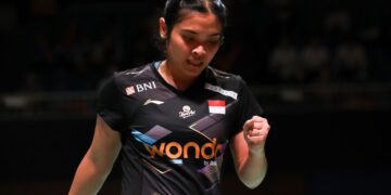 Gregoria Mariska Tunjung Menang atas Tomoka Miyazaki.