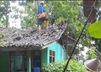 Pohon tumbang menimpa rumah warga di Kabupaten Ciamis, akibat hujan deras disertai angin kencang.(Foto:Istimewa).