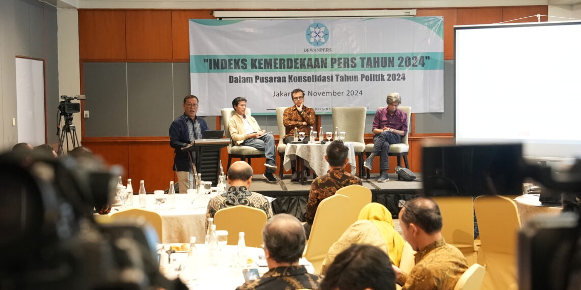 Peluncuran Hasil Survei IKP 2024 Dewan Pers yang diadakan di Hotel Gran Melia Jakarta, Selasa (5/11).