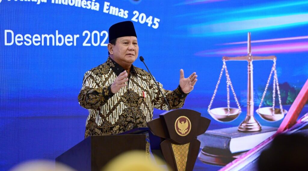 Presiden Prabowo Subianto di acara Musrenbang Senin 30 Desember 2024. Presiden Prabowo minta Jaksa Agung banding atas putusan Harvey Moeis.