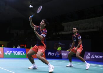 Pasangan ganda putra Indonesia, Muhammad Shohibul Fikri dan Daniel Marthin di Thailand Masters 2025