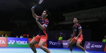 Pasangan ganda putra Indonesia, Muhammad Shohibul Fikri dan Daniel Marthin di Thailand Masters 2025