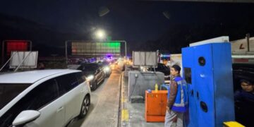 Kondisi Gerbang Tol Ciawi, Bogor, pasca kecelakaan tabrakan beruntun.(Foto:Istimewa).