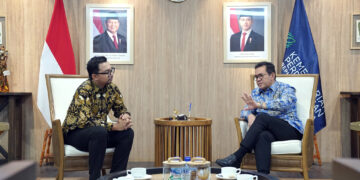 Menteri Perdagangan, Budi Santoso menerima audensi UKMIndonesia.id di Kantor Kementerian Perdagangan, Jakarta, Kamis (13 Feb).